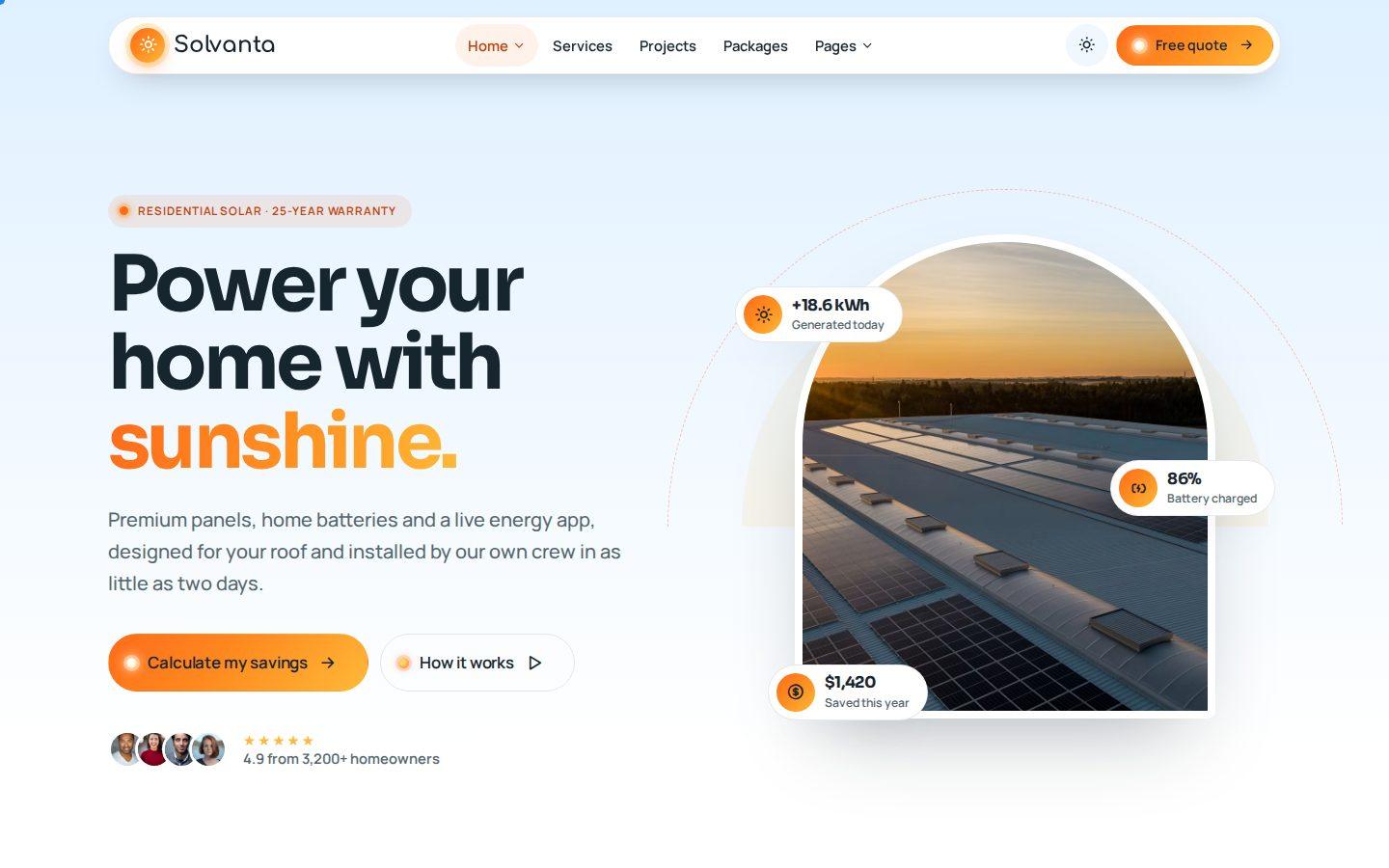 Solvanta home page preview